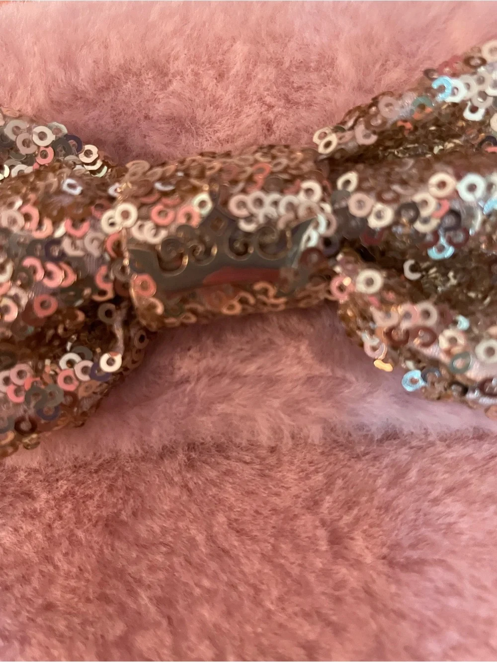 Disney Pink Faux Fur Top-Handle Bag with Gold Sequin Bow